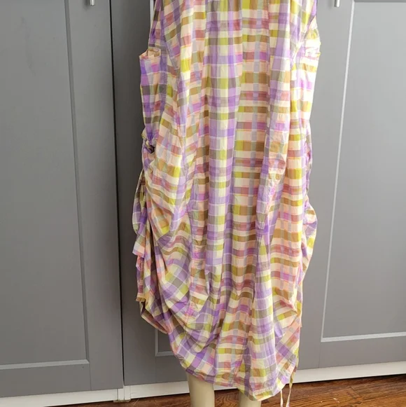 Daily Practice Plaid Halter Midi Dress in Lavender and Yellow - Picture 5 of 14